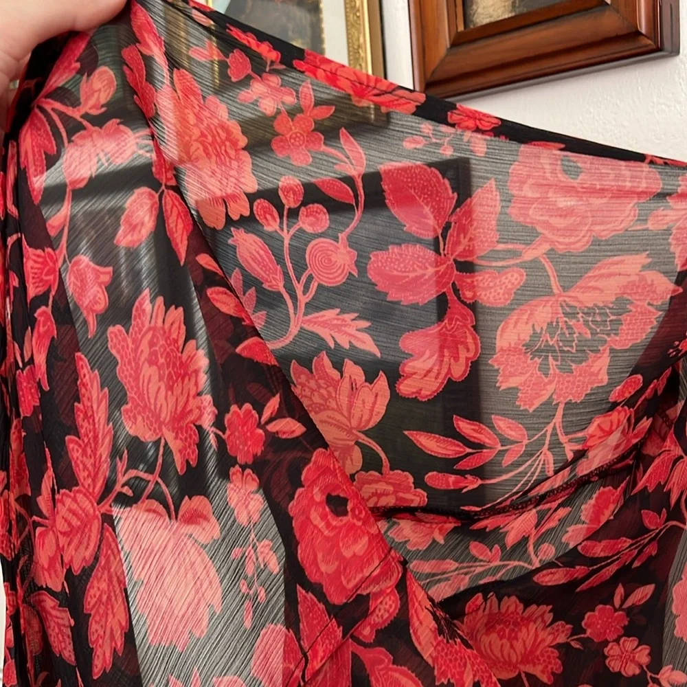 Lucky Brand Floral Duster Kimono - Black and Red - Picture 5 of 8